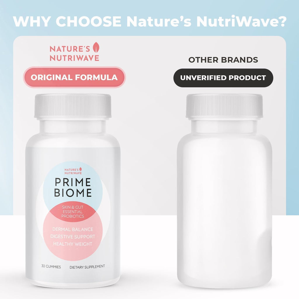 Nature’s NutriWave PrimeBiome Probiotic Gummies – Plant-Based Blend with Inulin, Lion’s Mane, Ginger & More– Non-GMO, No Stimulants, GMP Certified – 30 Gummies, 3 Month Supply - FENGGESTORE20