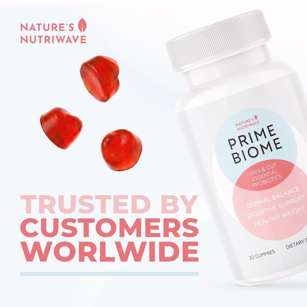 Nature’s NutriWave PrimeBiome Probiotic Gummies – Plant-Based Blend with Inulin, Lion’s Mane, Ginger & More– Non-GMO, No Stimulants, GMP Certified – 30 Gummies, 3 Month Supply - FENGGESTORE20