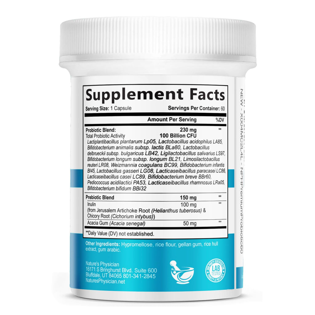 Nature's Physician Probiotics - 100 Billion CFU Per Capsule - 16 Strains + Prebiotics - Best Probiotic Supplement for Women & Men - Supports Immune, - FENGGESTORE20
