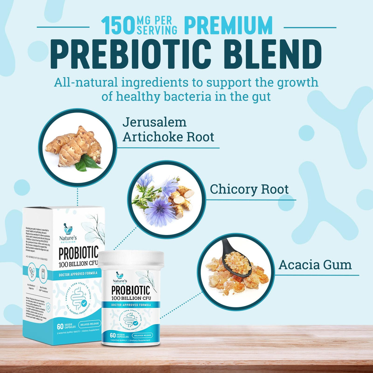 Nature's Physician Probiotics - 100 Billion CFU Per Capsule - 16 Strains + Prebiotics - Best Probiotic Supplement for Women & Men - Supports Immune, - FENGGESTORE20