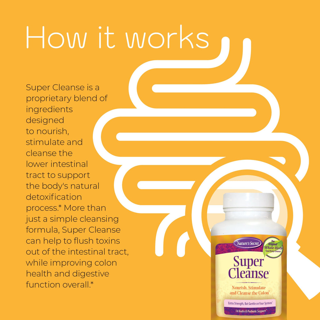 Nature’s Secret Super Cleanse - Extra Strength Colon Cleanse with 14 Herbs & Probiotic Support - Promotes Gut Health Detox Cleanse & Digestive Support - FENGGESTORE20