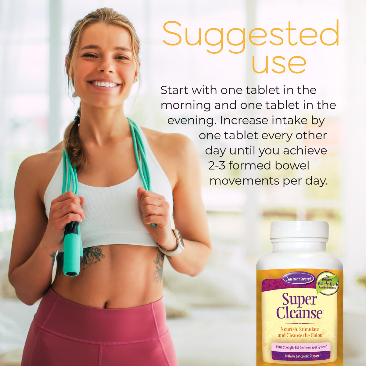 Nature’s Secret Super Cleanse - Extra Strength Colon Cleanse with 14 Herbs & Probiotic Support - Promotes Gut Health Detox Cleanse & Digestive Support - FENGGESTORE20