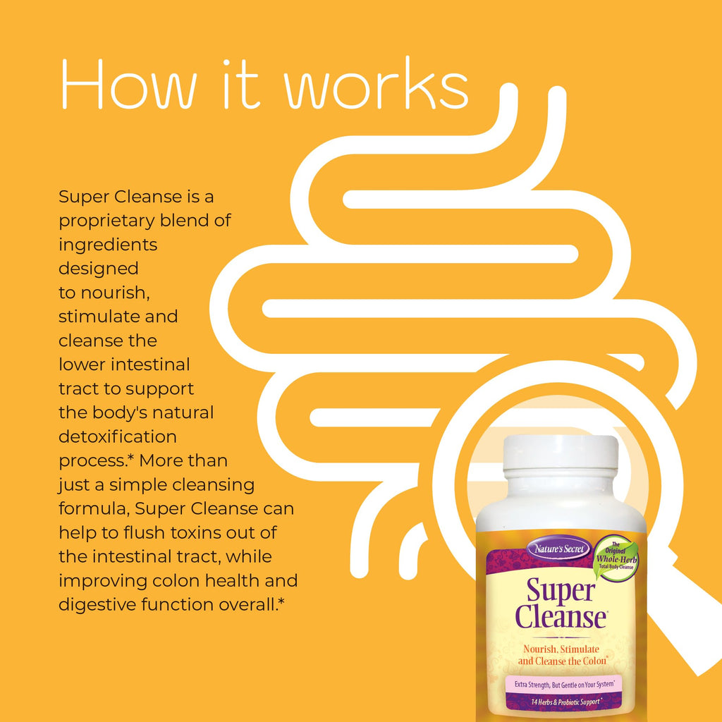 Nature’s Secret Super Cleanse - Extra Strength Colon Cleanse with 14 Herbs & Probiotic Support - Promotes Gut Health Detox Cleanse & Digestive Support - FENGGESTORE20