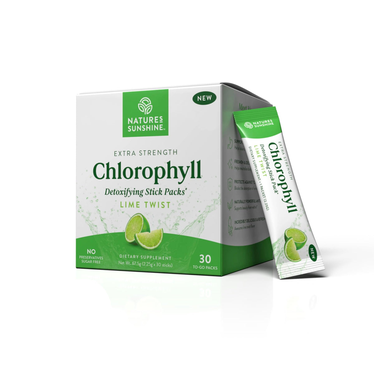 Nature's Sunshine Chlorophyll Stick Packs: Supercharge Your Detox and Boost Gut Health in Convenient, Delicious Stick Packs (Lime Twist) - FENGGESTORE20