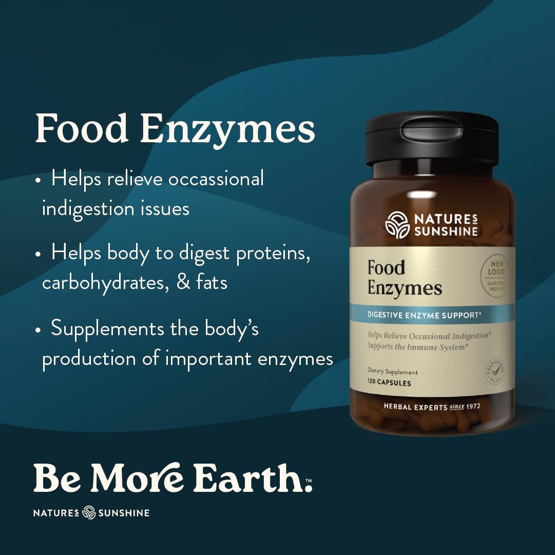 Nature's Sunshine Food Enzymes - Digestive Support with Prebiotics and Probiotics for Gut Health - Digestive Enzyme Supplement for Digestive Health - FENGGESTORE20