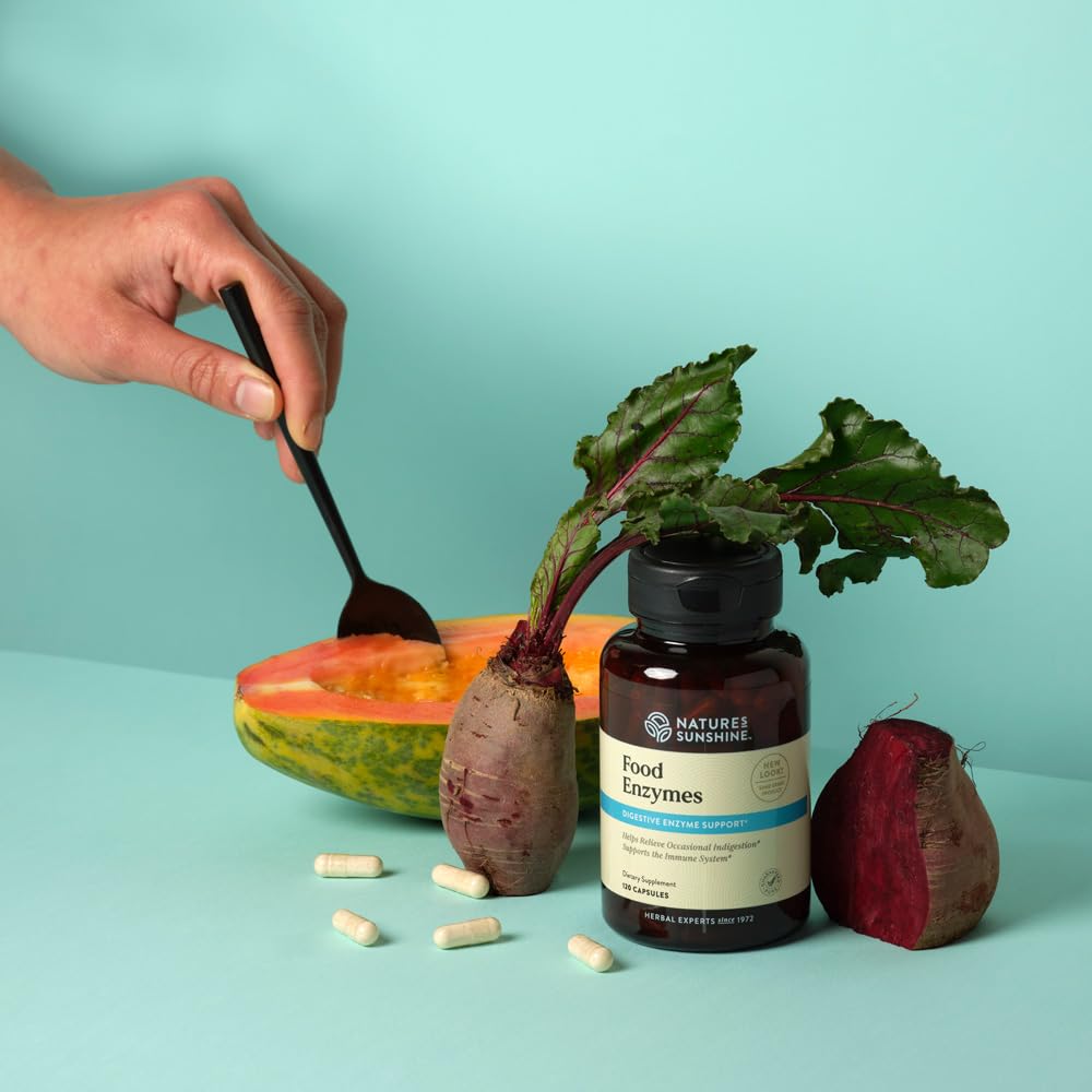Nature's Sunshine Food Enzymes - Digestive Support with Prebiotics and Probiotics for Gut Health - Digestive Enzyme Supplement for Digestive Health - FENGGESTORE20