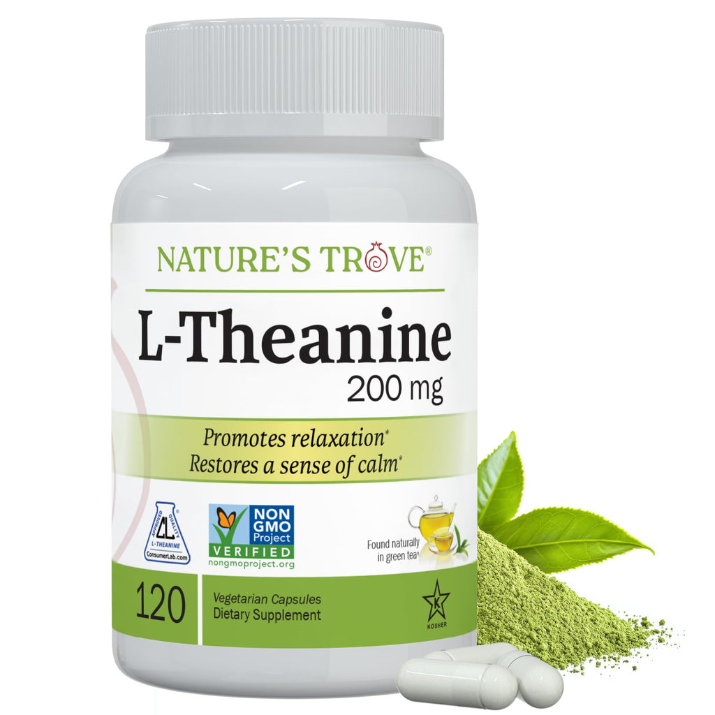 Nature's Trove L-Theanine 200mg 120 Vegetarian Capsules - FENGGESTORE20