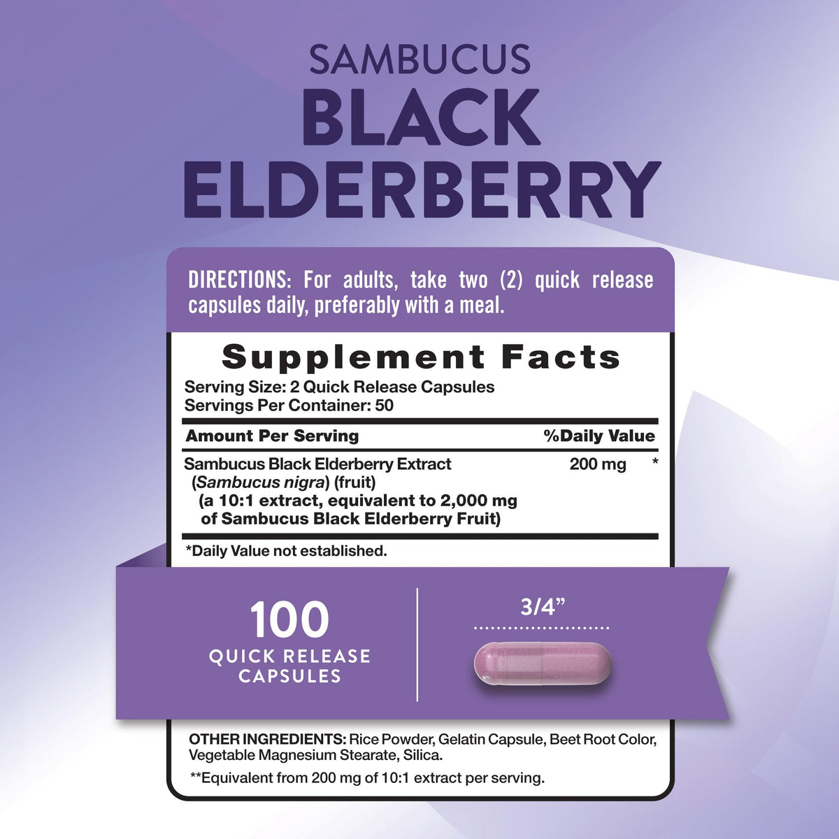 Nature's Truth Black Elderberry Capsules | 100 Count | Super Concentrated Sambucus Extract | Non-GMO and Gluten Free Supplement - FENGGESTORE20