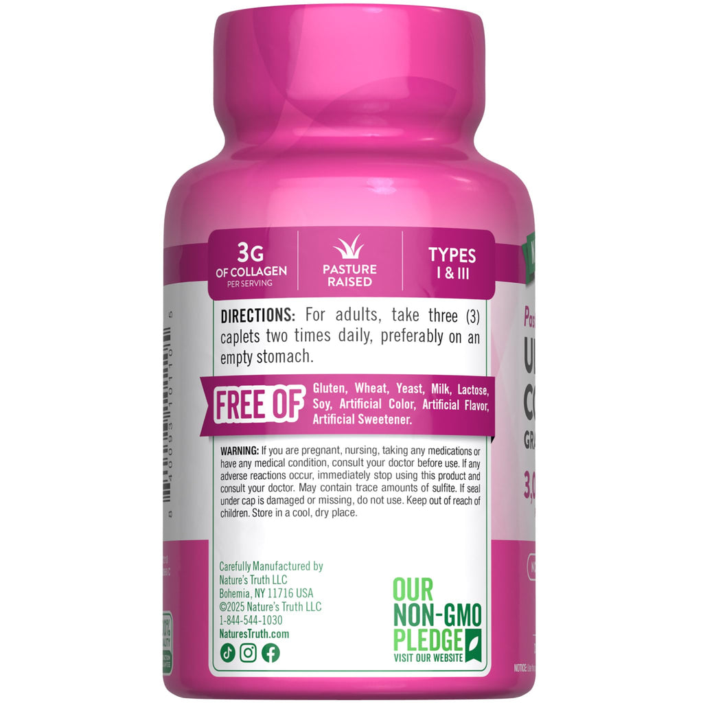 Nature's Truth Collagen Peptides | 90 Caplets | Type 1 and 3 with Vitamin C | Grass Fed, Non-GMO & Gluten Free Supplement - FENGGESTORE20