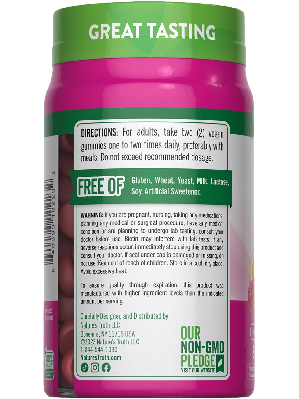 Nature's Truth Hair Skin and Nails Gummies | 80 Count | 2500mcg of Biotin | Vegan, Non-GMO, Gluten Free Supplement | Vitamin for Women & Men - FENGGESTORE20