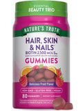 Nature's Truth Hair Skin and Nails Gummies | 80 Count | 2500mcg of Biotin | Vegan, Non-GMO, Gluten Free Supplement | Vitamin for Women & Men - FENGGESTORE20
