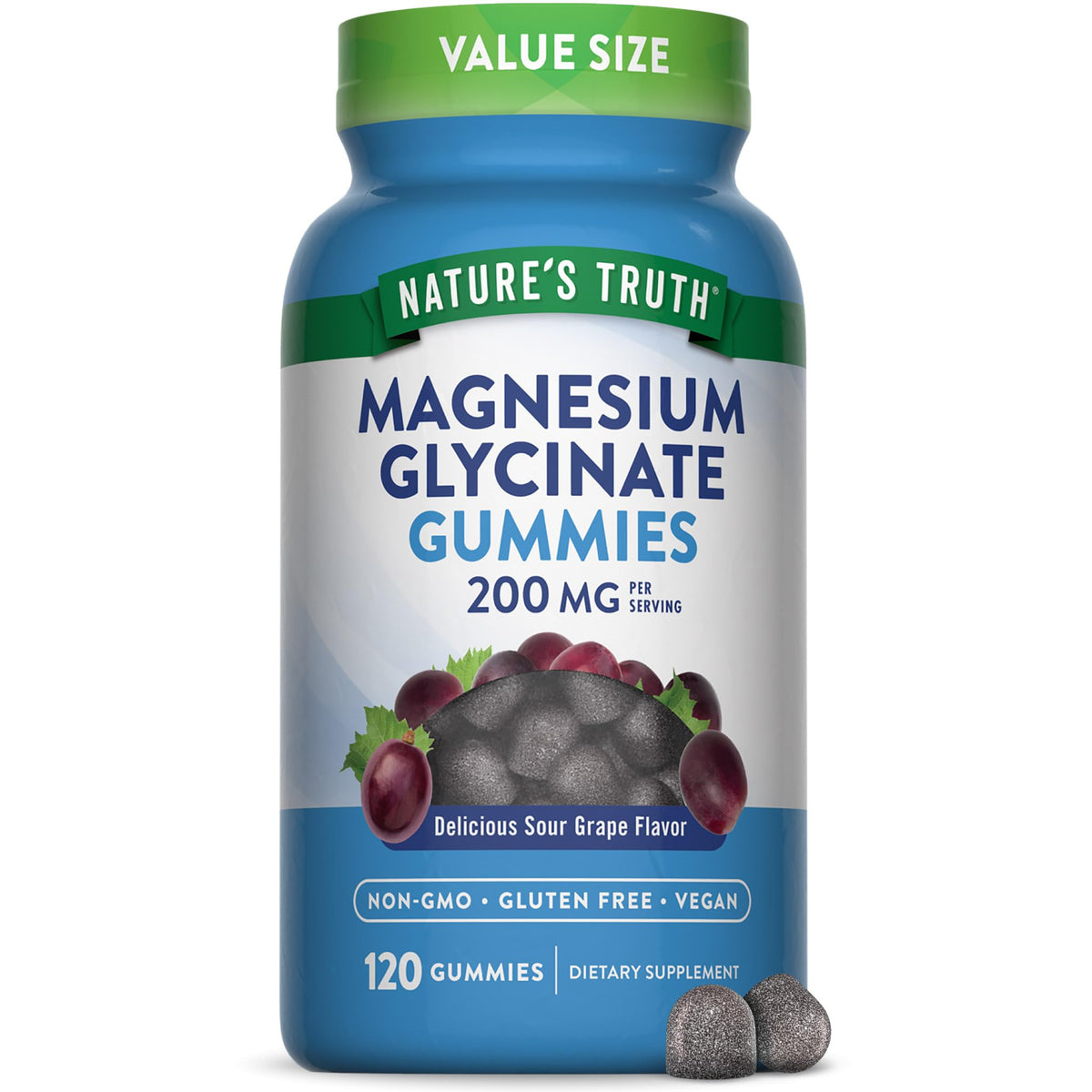 Nature's Truth Magnesium Glycinate Gummies for Adults | 200mg | 120 Count | Grape Flavor | Vegan, Non-GMO & Gluten Free Supplement - FENGGESTORE20