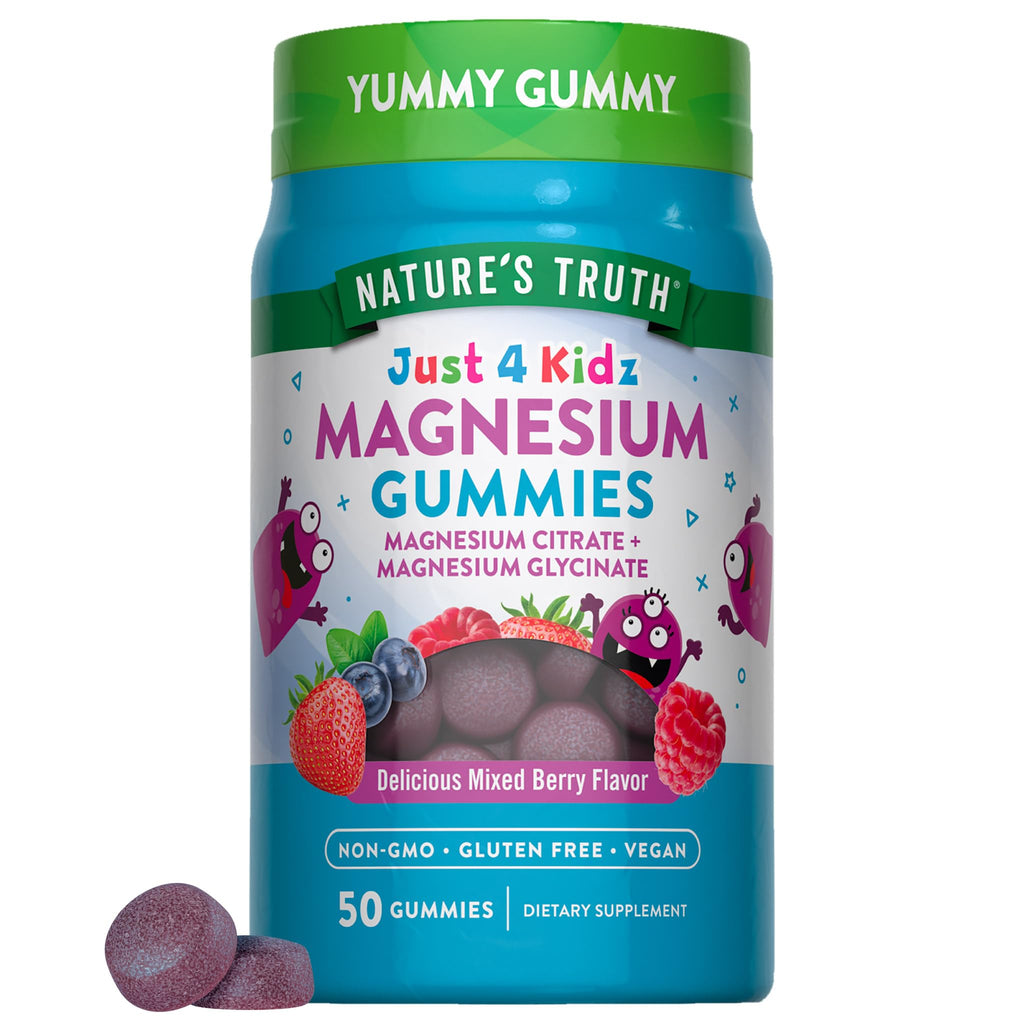 Nature's Truth Magnesium Gummies for Kids | Glycinate & Citrate | 50 Count | Mixed Berry Flavor | Vegan, Non-GMO - FENGGESTORE20