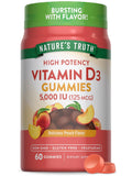 Nature's Truth Vitamin D3 Gummies | 5000 IU | 60 Count | Peach Flavor | Vegetarian, Non-GMO & Gluten Free Supplement - FENGGESTORE20