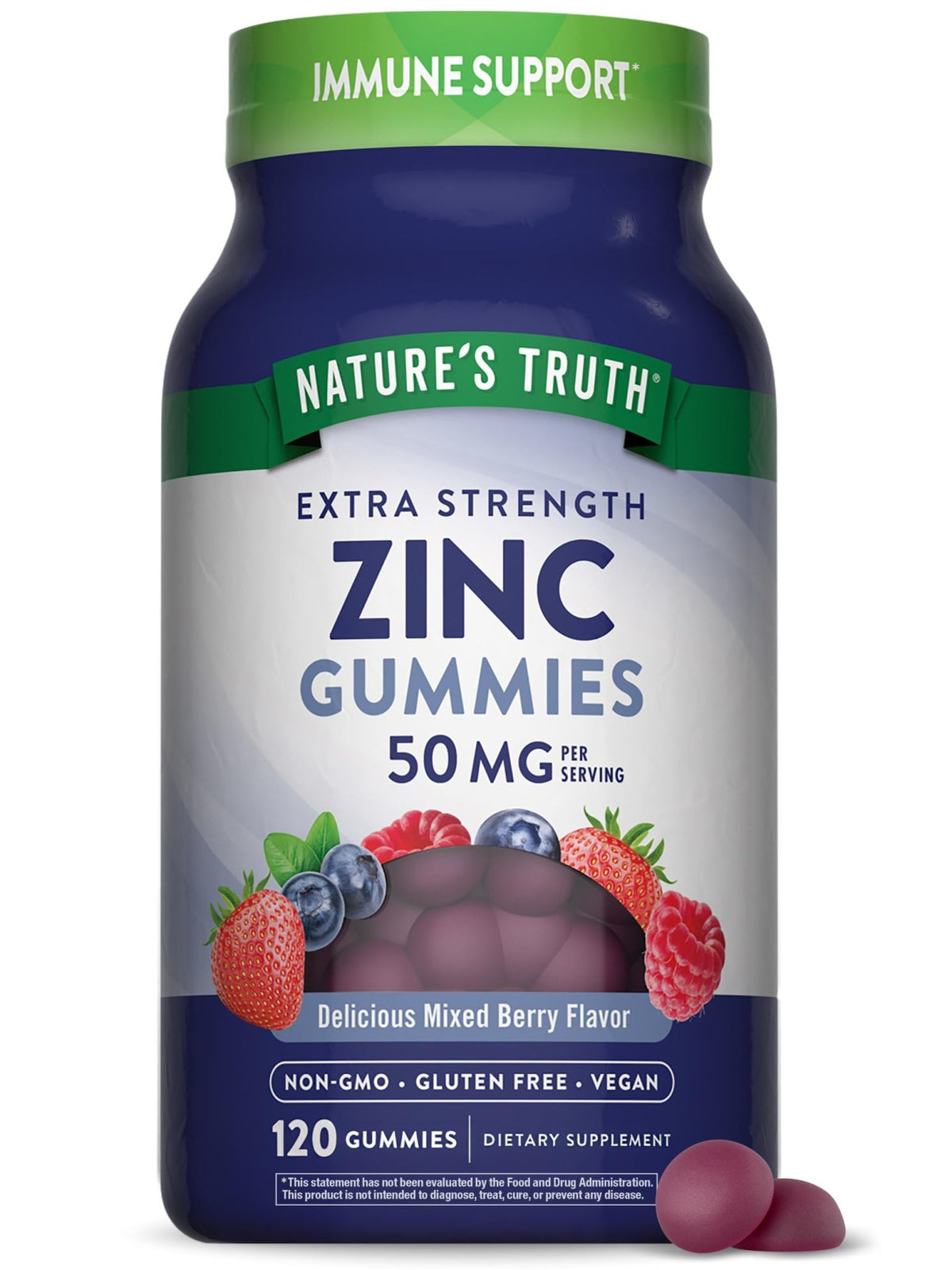 Nature's Truth Zinc Gummies for Adults | 50mg | 120 Count | Vegan, Non-GMO & Gluten Free Supplement | Mixed Berry Flavor - FENGGESTORE20