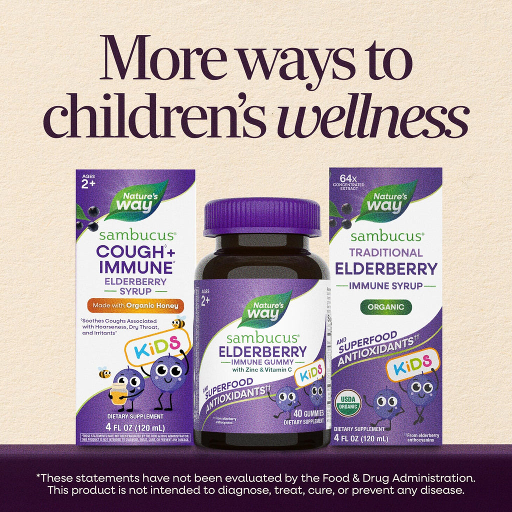 Nature’s Way Sambucus Kids Elderberry Immune Gummies with Black Elderberry Extract, Daily Immune Support Gummy with Vitamin C and Zinc - FENGGESTORE20