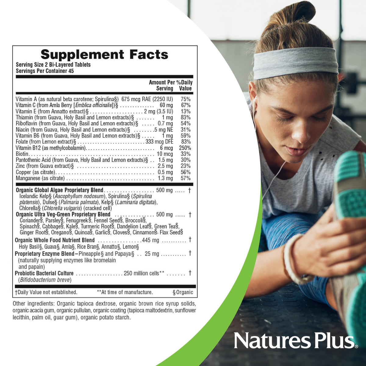NaturesPlus Ultra Juice Green - 90 Bi-Layered Tablets - Supports Immune Health, Digestion & Energy Production - Organic, Non-GMO, Vegan, Gluten Free - 45 Servings - FENGGESTORE20