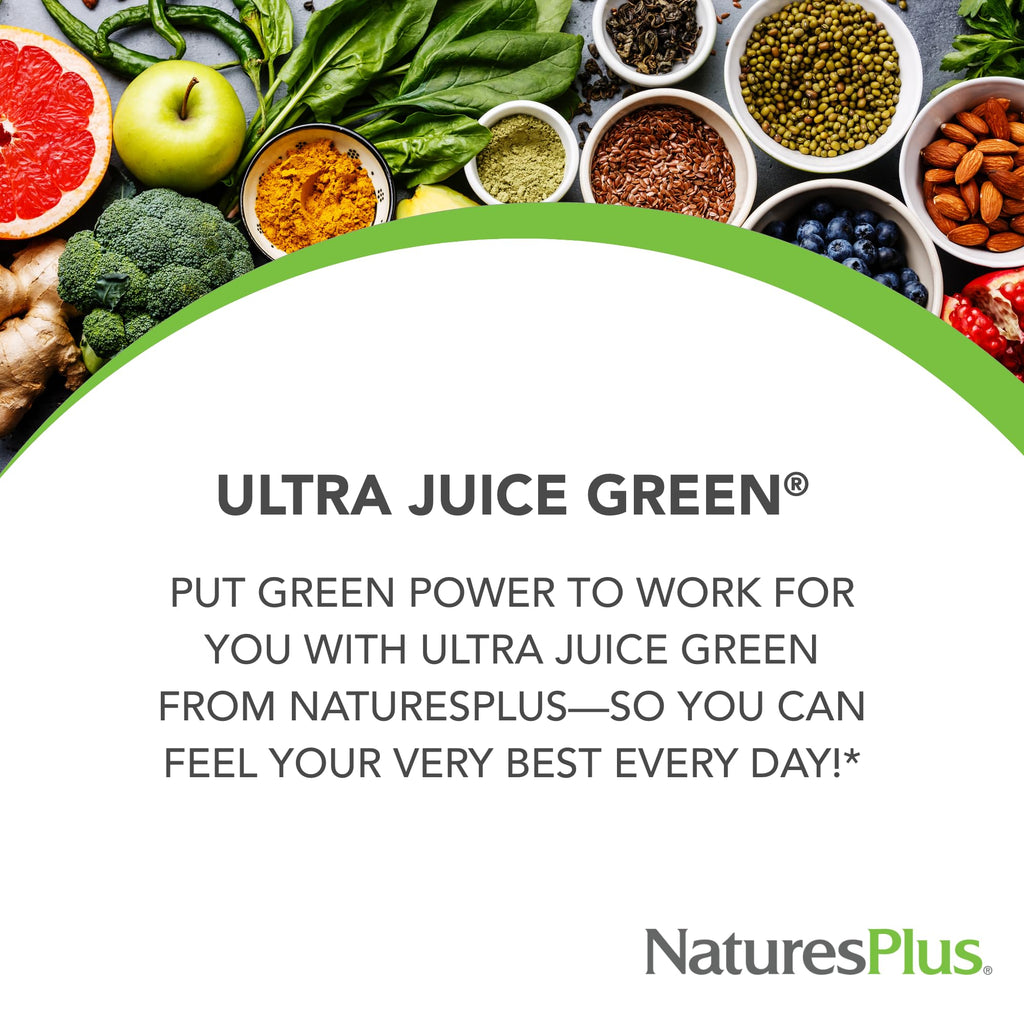 NaturesPlus Ultra Juice Green - 90 Bi-Layered Tablets - Supports Immune Health, Digestion & Energy Production - Organic, Non-GMO, Vegan, Gluten Free - 45 Servings - FENGGESTORE20