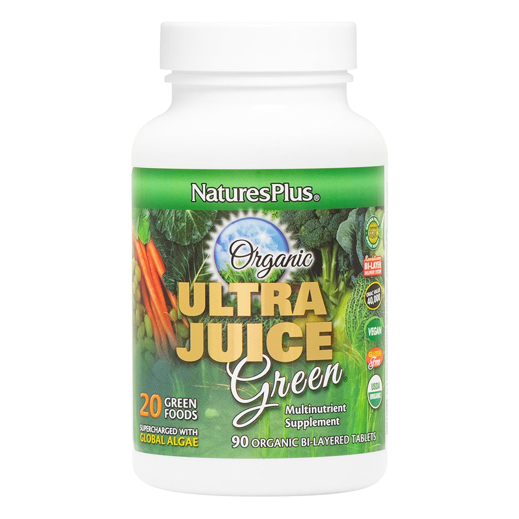 NaturesPlus Ultra Juice Green - 90 Bi-Layered Tablets - Supports Immune Health, Digestion & Energy Production - Organic, Non-GMO, Vegan, Gluten Free - 45 Servings - FENGGESTORE20