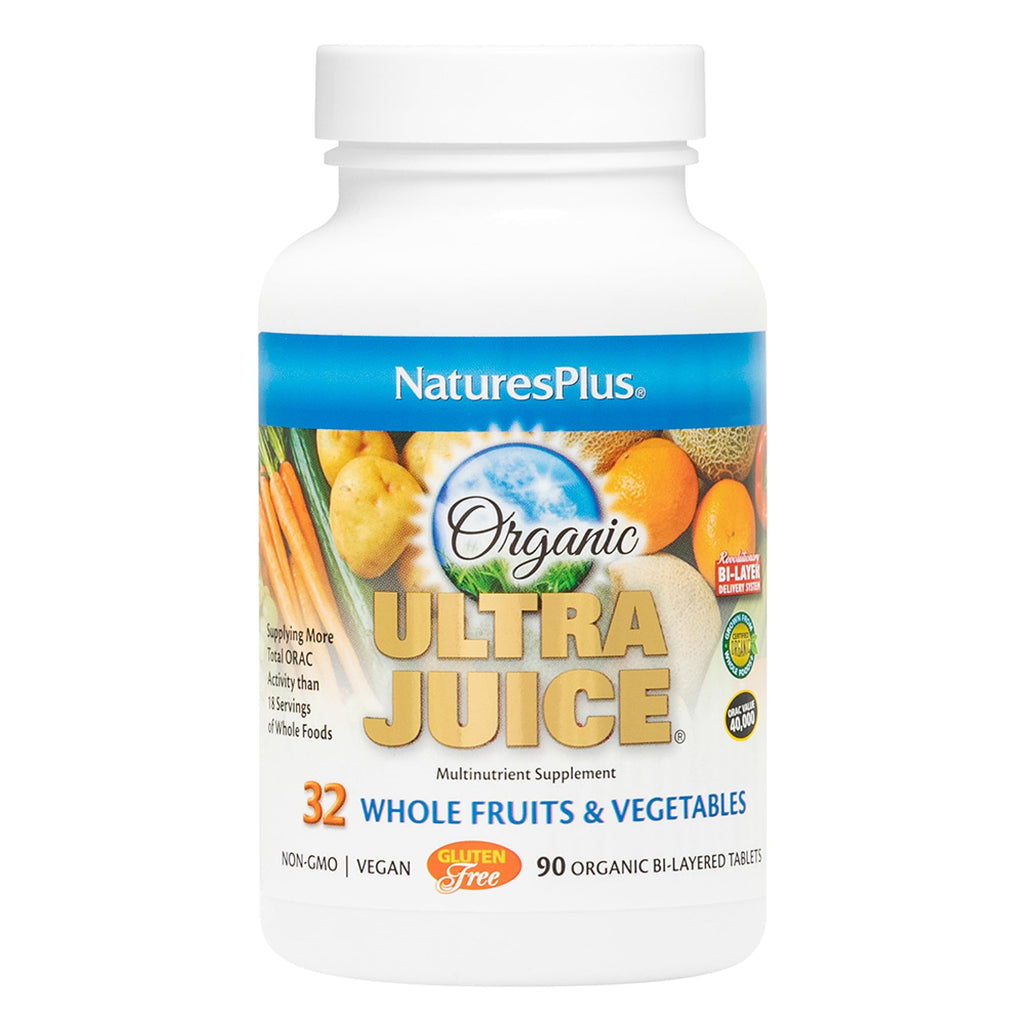 NaturesPlus Ultra Juice Multivitamin - 90 Bi-Layered Tablets - Whole Food Supplement with Fruits, Vegetables & Probiotics - Energy, Digestion & Immune Health Support - USDA Organic - 45 Servings - FENGGESTORE20