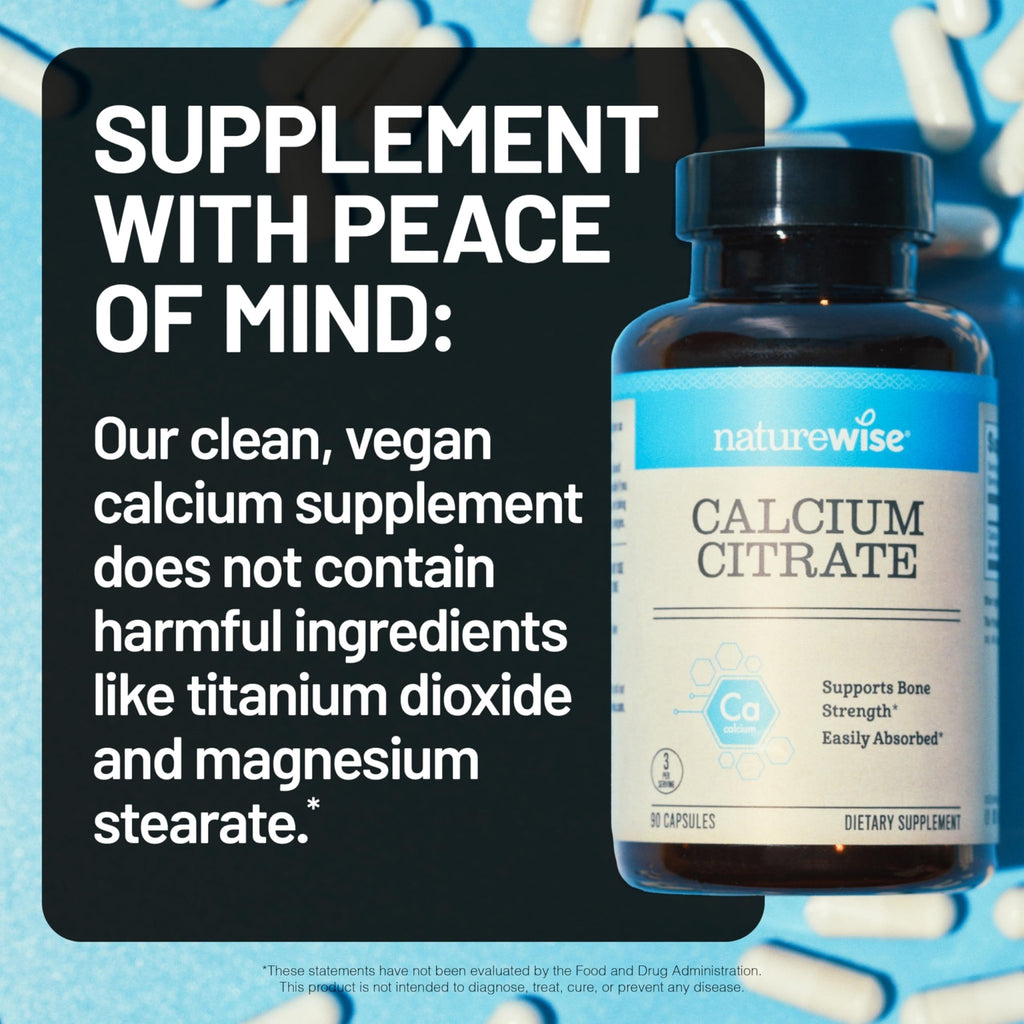 NatureWise Calcium Citrate 500mg Capsules - Supplement for Bone Health - Easy to Digest & Absorb - Vegan, Non-GMO - FENGGESTORE20