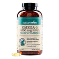 NatureWise Extra-Strength Omega 3 Fish Oil Supplement - 1000mg per Serving - 600 EPA & 400 DHA and Vitamin E - Support for Heart & Brain Health - Lemon Flavor - FENGGESTORE20