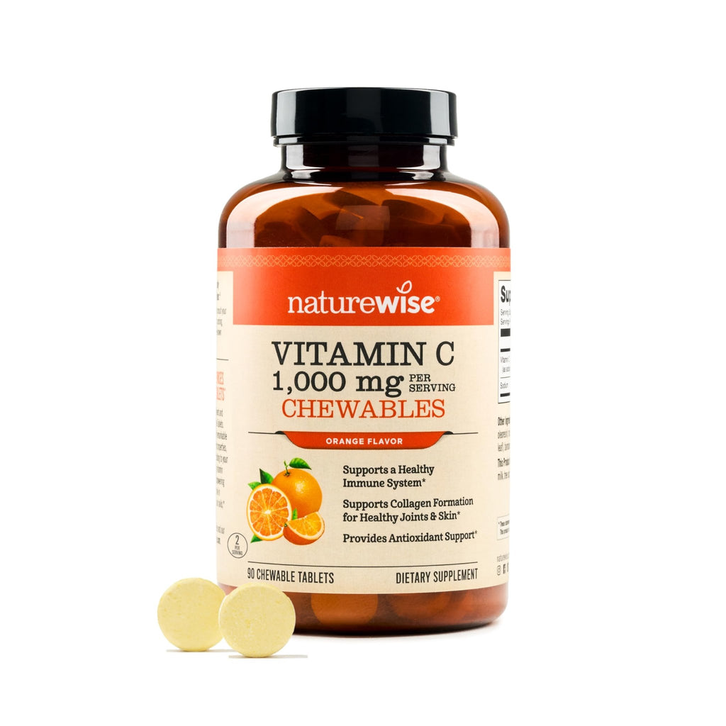 NatureWise Extra Strength Vitamin C Chewable 1000mg for Adults - Natural Orange Flavor - Immune System & Antioxidant Support - Non-GMO - FENGGESTORE20