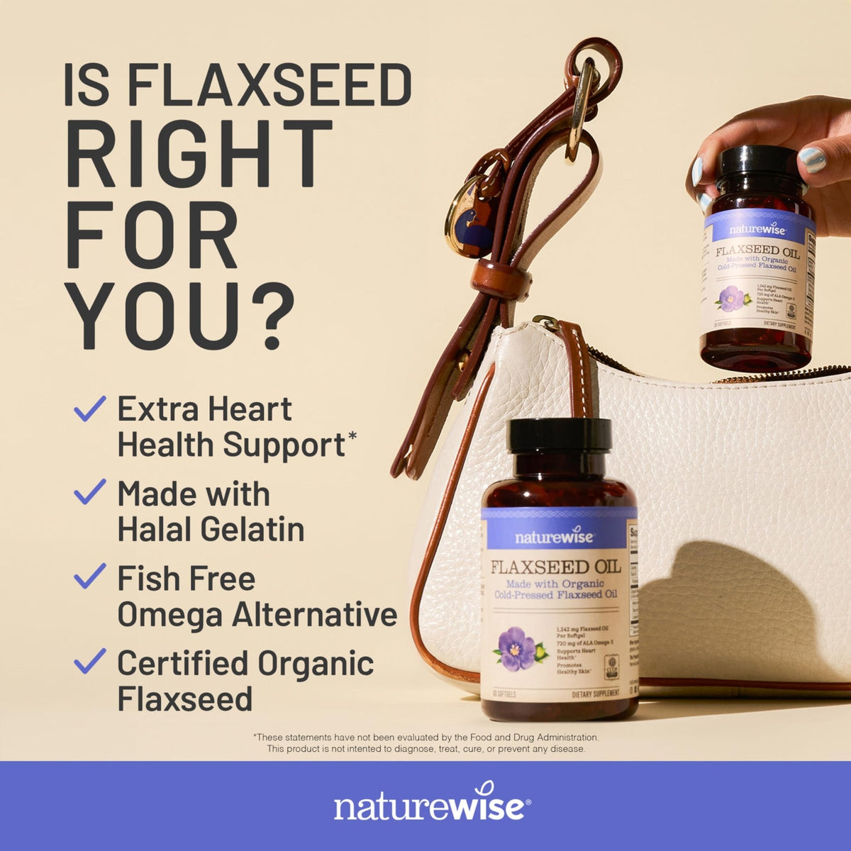 NatureWise Flaxseed Oil 1,242 mg, Fish Free Omega 3 6 9 with 720mg ALA, Dietary Supplement for Heart Health Support - Organic, Cold Pressed, - FENGGESTORE20