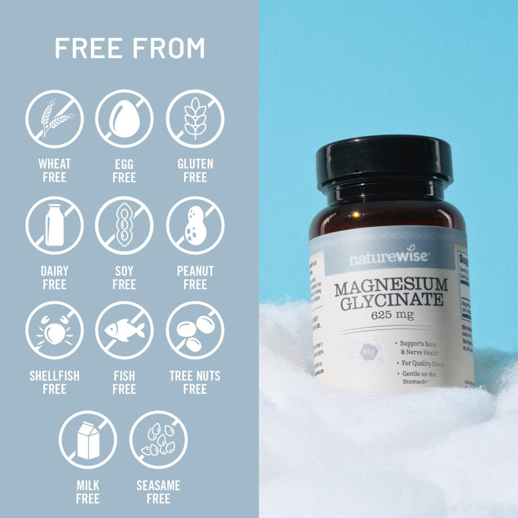 NatureWise Magnesium Glycinate 625 mg - High Absorption Chelated Magnesium Glycinate for Sleep, Relaxation, Muscle & Bones* - Gentle on Stomach, Vegan, Non-GMO - 30 Capsules[30-Day Supply] - FENGGESTORE20