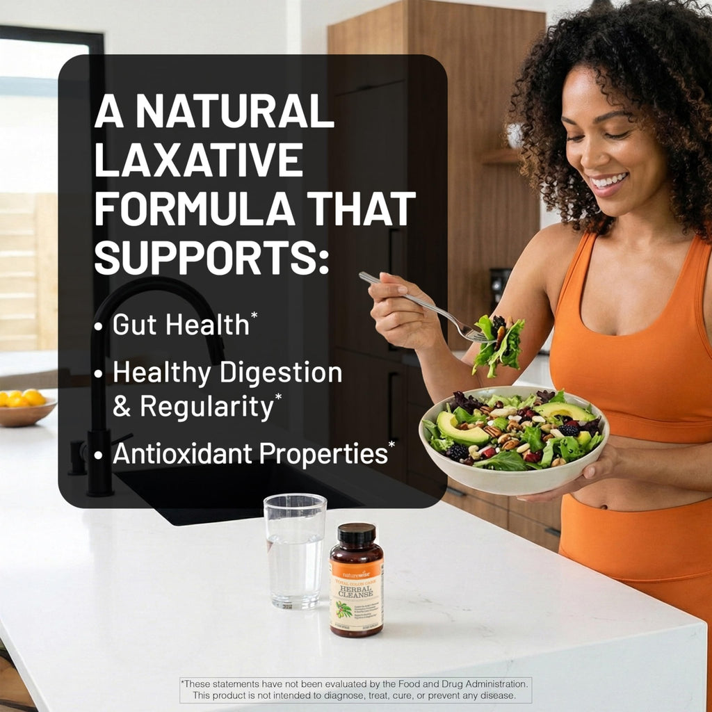 Naturewise Total Colon Care Herbal Cleanse - With Prebiotics, Botanicals, & Antioxidants - for Regular Bowel Movement, Digestion, Gut Health - Vegan, Gluten-Free - FENGGESTORE20