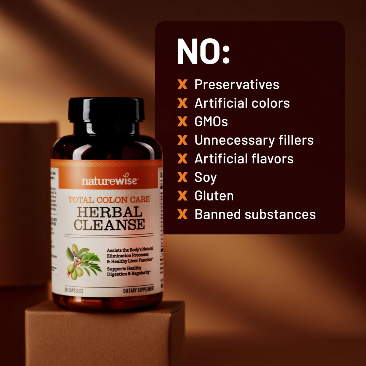 Naturewise Total Colon Care Herbal Cleanse - With Prebiotics, Botanicals, & Antioxidants - for Regular Bowel Movement, Digestion, Gut Health - Vegan, Gluten-Free - FENGGESTORE20