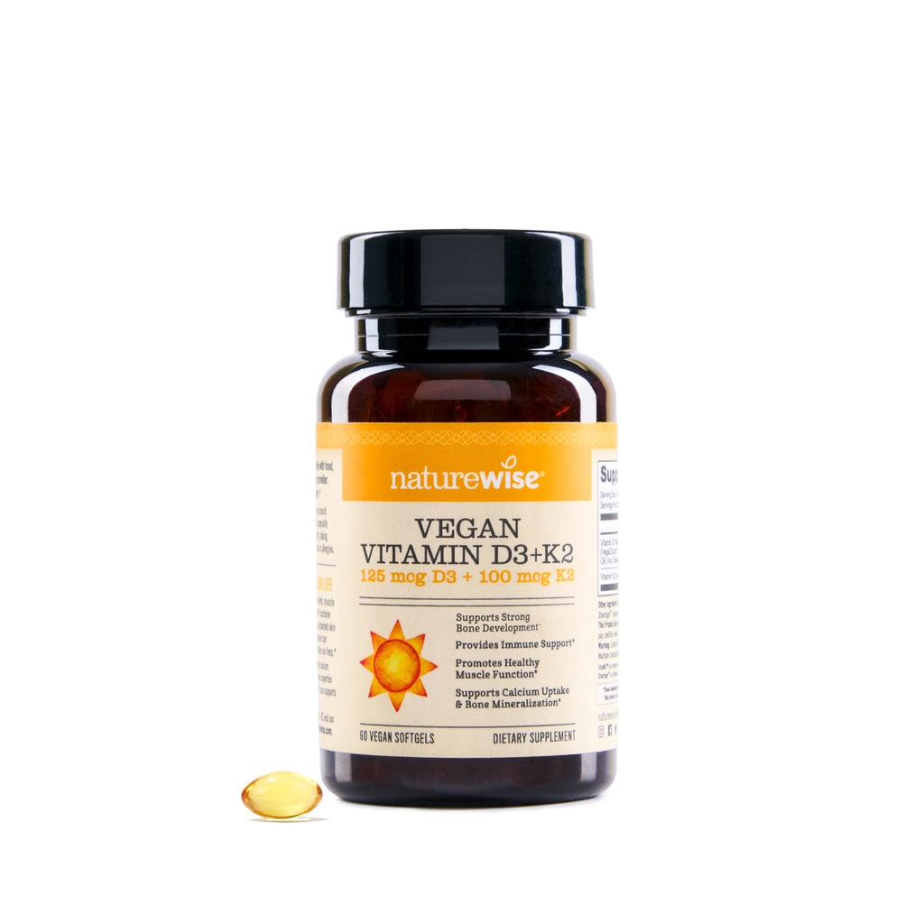NatureWise Vegan Vitamin D3 + K2 - Natural D3 5000IU + Natural Vitamin K2 100mcg - Bone Support - High Absorption - FENGGESTORE20
