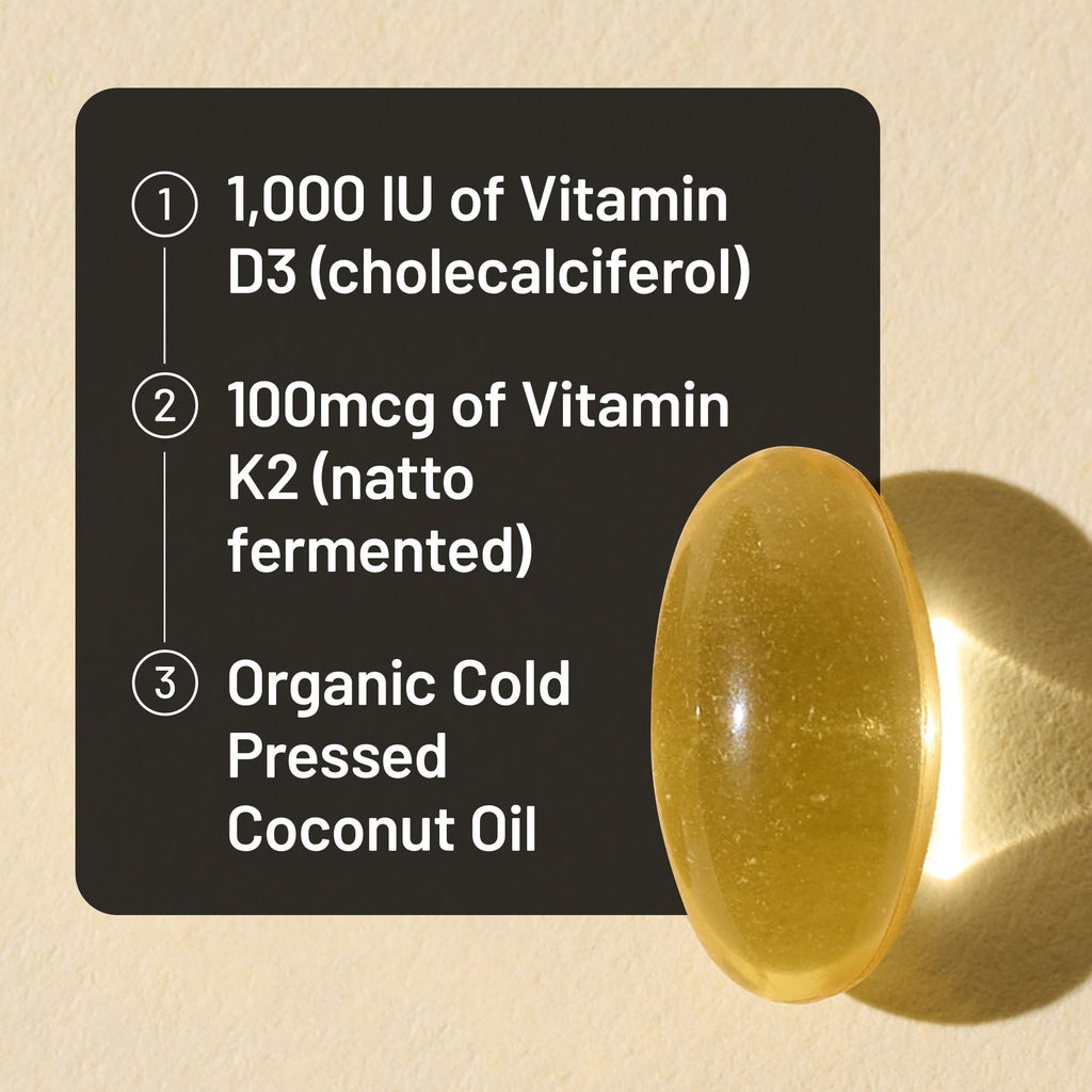 NatureWise Vitamin D3 1000IU + K2 (MK7) 100mcg with Organic Extra Virgin Coconut Oil - Supports Calcium Absorption, Bone & Immune Health - Non-GMO - FENGGESTORE20