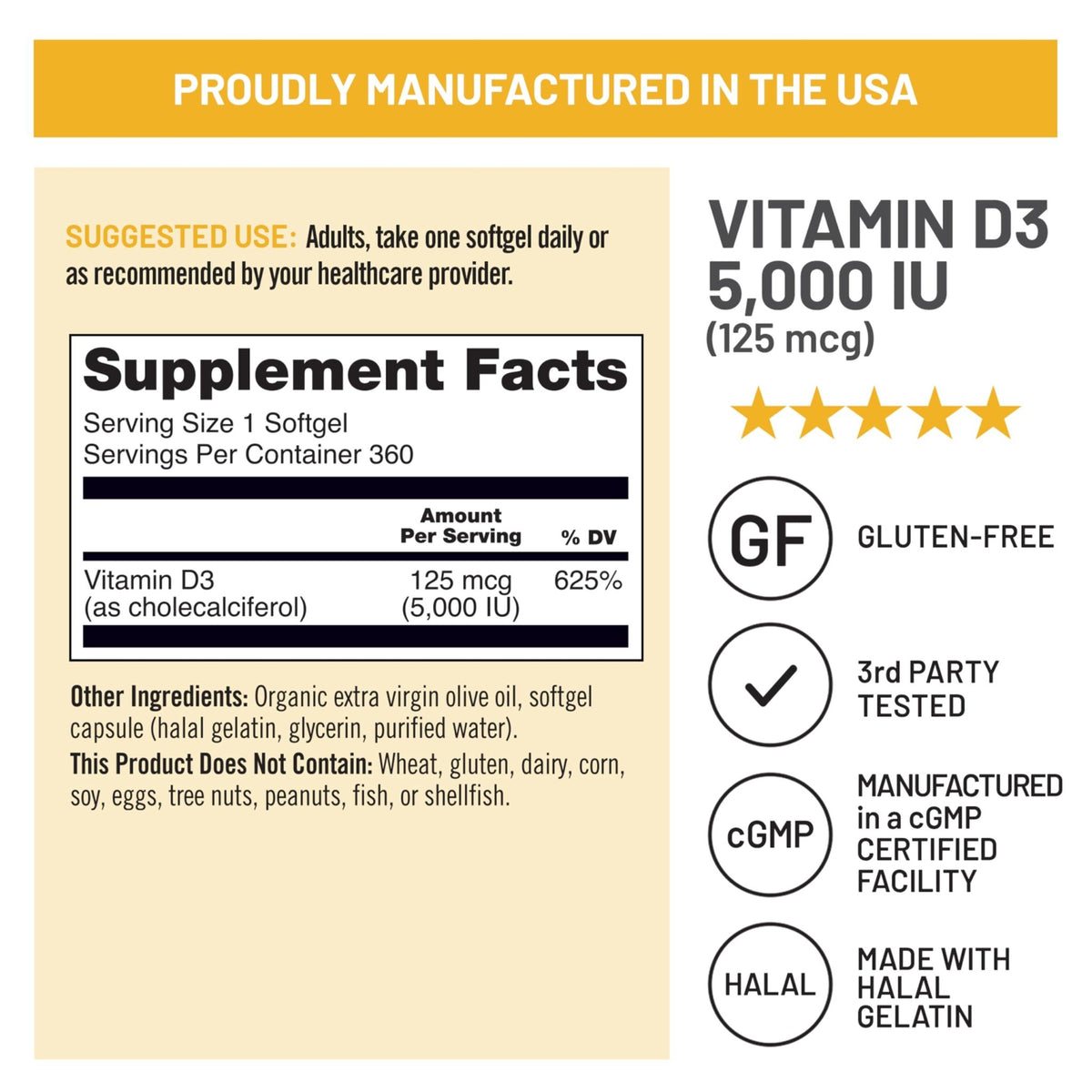 NatureWise Vitamin D3 5000iu (125 mcg) 1 Year Supply for Immune Support, Healthy Muscle Function, and Bone Health - Non-GMO - FENGGESTORE20