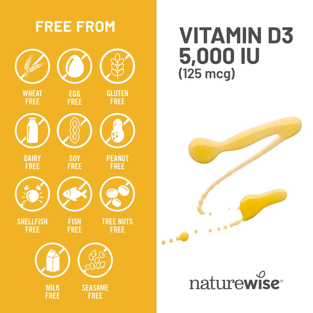 NatureWise Vitamin D3 5000iu (125 mcg) 1 Year Supply for Immune Support, Healthy Muscle Function, and Bone Health - Non-GMO - FENGGESTORE20