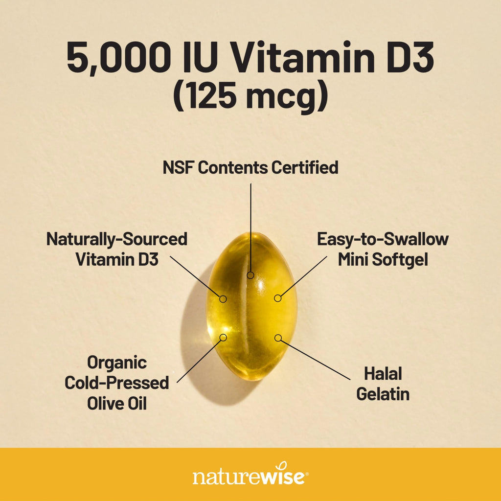 NatureWise Vitamin D3 5000iu (125 mcg) 1 Year Supply for Immune Support, Healthy Muscle Function, and Bone Health - Non-GMO - FENGGESTORE20