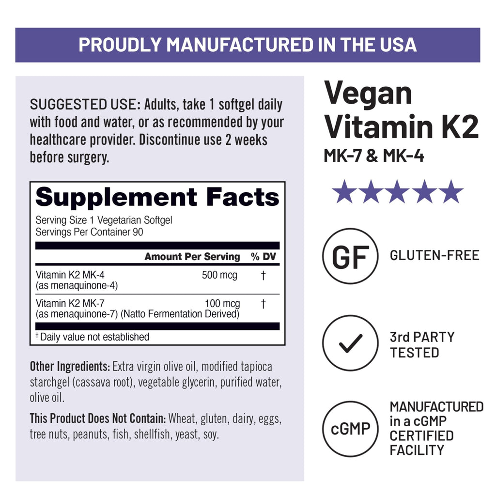 NatureWise Vitamin K2 600mcg Supplement with MK-7 100mcg & MK-4 500mcg - Enhanced Bioavailable Formula - K Complex for Bone and Heart Health - FENGGESTORE20
