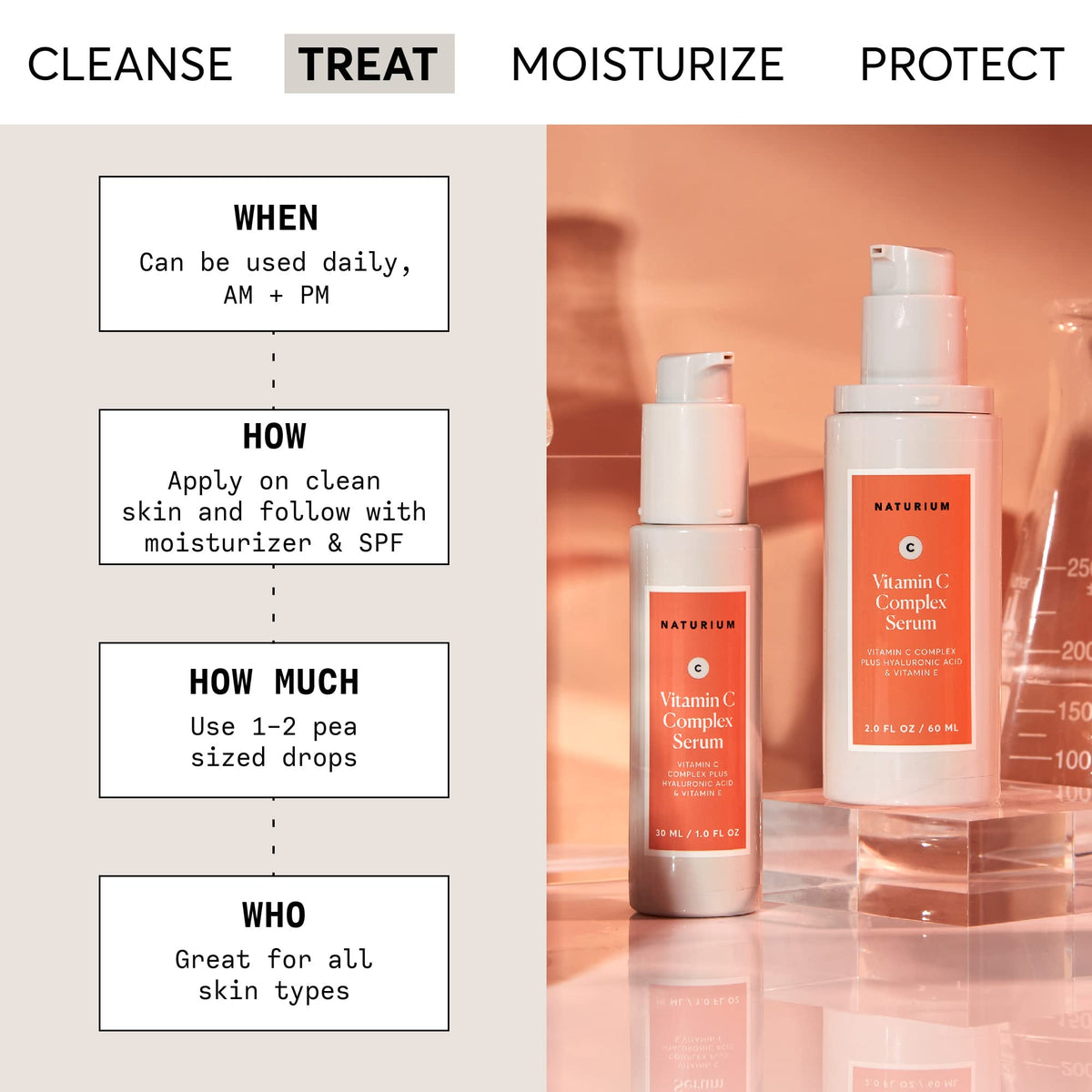 Naturium Vitamin C Complex Face Serum, Anti-Aging Facial Treatment with Hyaluronic Acid & Vitamin E, 1 oz - FENGGESTORE20