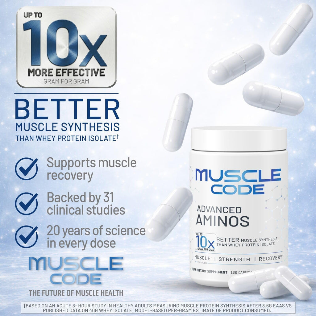 NAUTILUS Muscle Code Essential Amino Acid Capsules – Muscle Synthesis & Repair & Strength – Unflavored – 30 Servings – Clinically Studied – 0g Sugar, Keto, Vegan, Gluten Free, Dairy Free - FENGGESTORE20