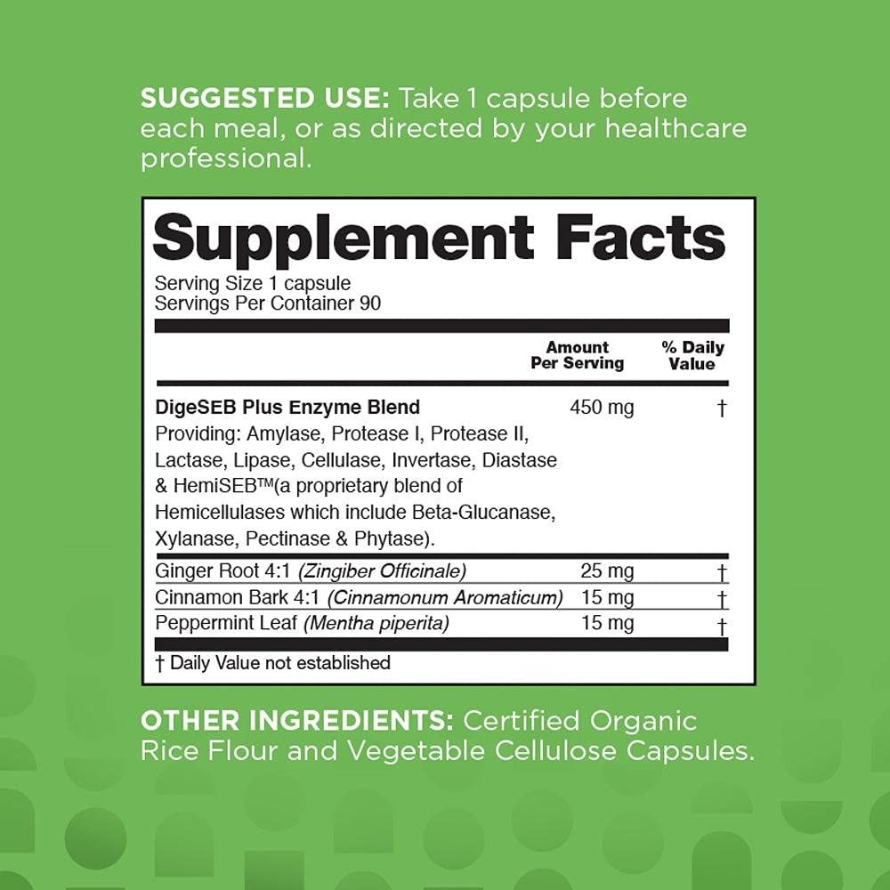 nbpure Vegan Digestive Enzyme Complex – Daily Bloating, Gas, & Food Digestive Support for Women & Men – 12 Enzymes & 3 Herbs – Lactase, Protease, Lipase - FENGGESTORE20