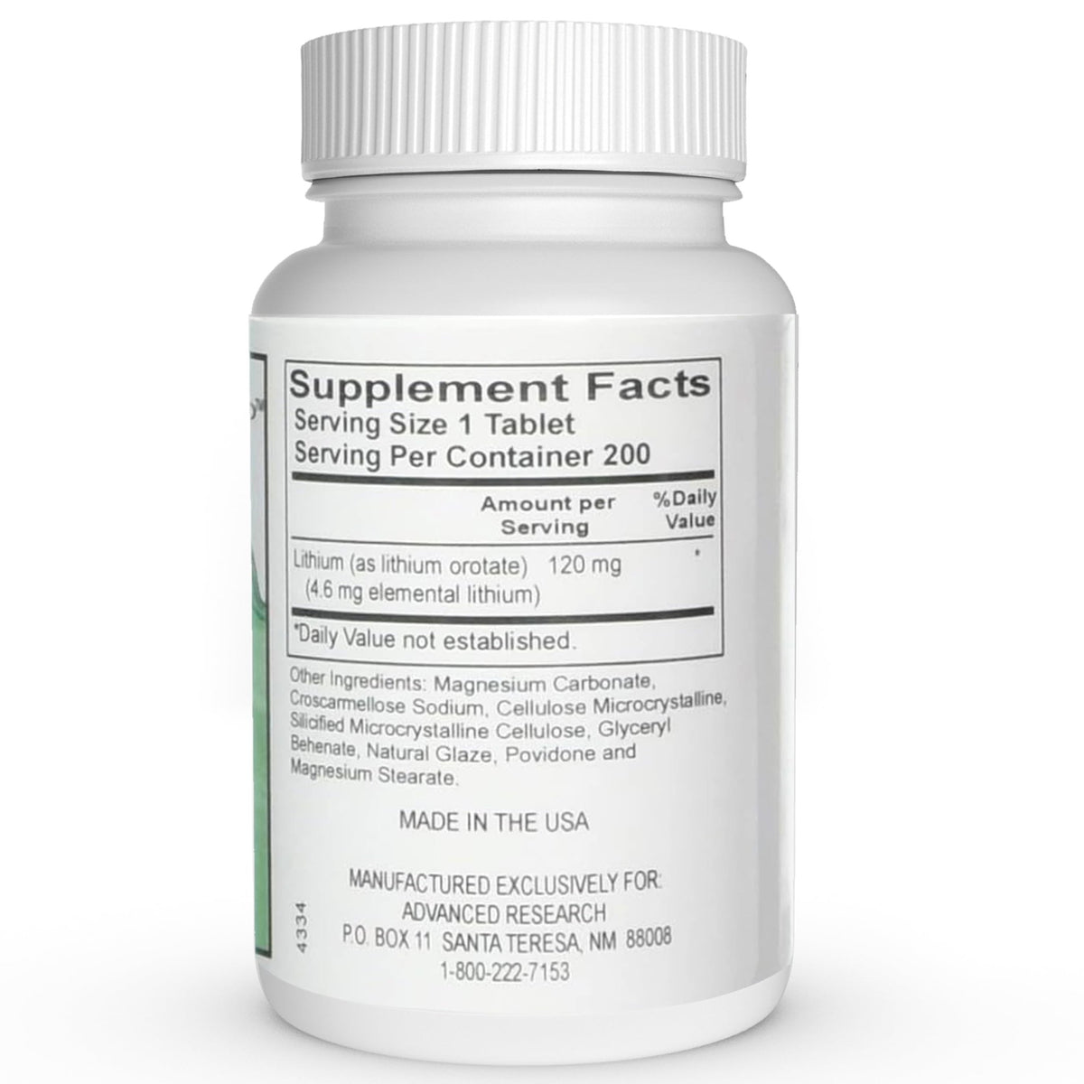 NCI Advanced Research Dr. Hans Nieper Lithium Orotate 5mg, 200 Count, Lab Tested, Non-GMO, Gluten Free, Vegan Friendly - FENGGESTORE20