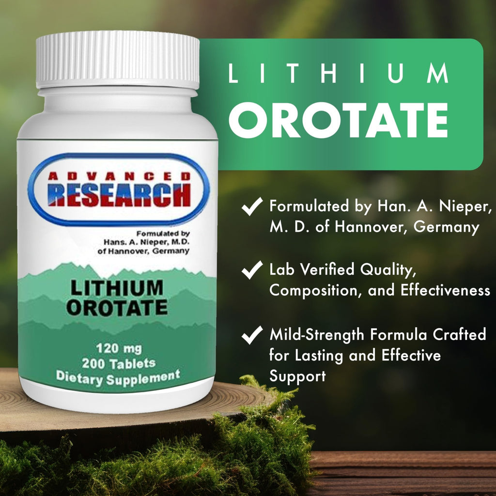 NCI Advanced Research Dr. Hans Nieper Lithium Orotate 5mg, 200 Count, Lab Tested, Non-GMO, Gluten Free, Vegan Friendly - FENGGESTORE20