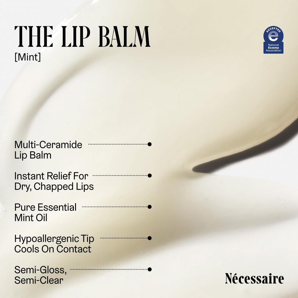 Nécessaire The Lip Balm | Hydrating Hyaluronic Acid Lip Balm for Women and Men, Mint Oil with Niacinamide + Essential Ceramides. Non-Comedogenic Lip Balm for Dry Lips – 15 ml / 0.5 fl oz - FENGGESTORE20