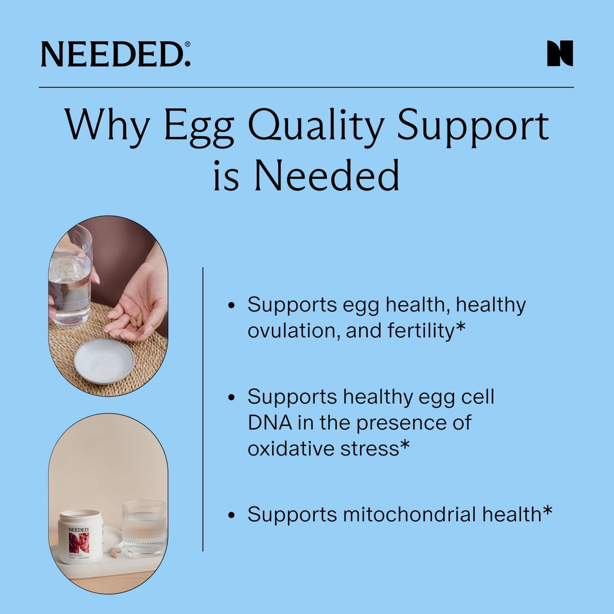 Needed. Egg Quality Support - Optimally Formulated Antioxidants Supplement for Egg Quality - Fertility Support - Fertility Supplement for Women - FENGGESTORE20