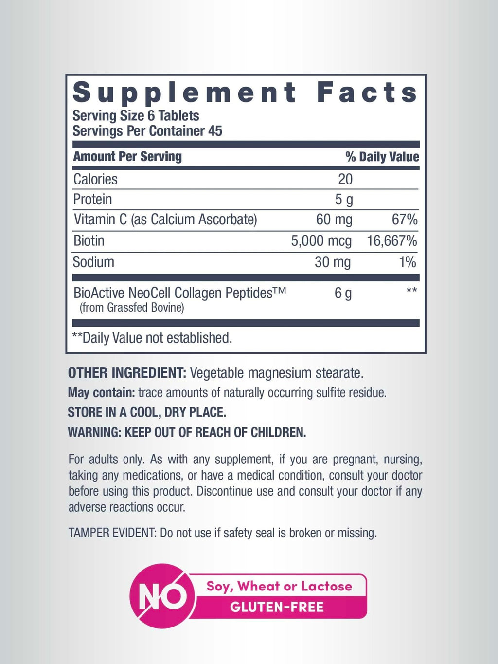 NeoCell Collagen Peptides Pills | 270 Caplets | with Vitamin C and Biotin | Grass Fed Bovine | Hair, Skin, & Nails | for Women and Men - FENGGESTORE20