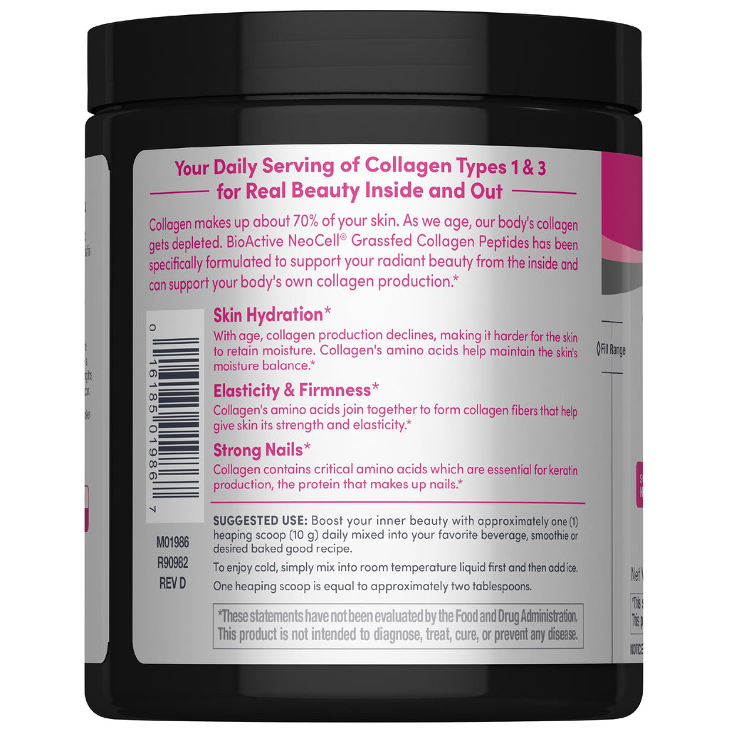 NeoCell Grassfed Collagen Peptides Powder | 7 oz | Unflavored | for Women and Men | Hair, Skin, & Nails - FENGGESTORE20