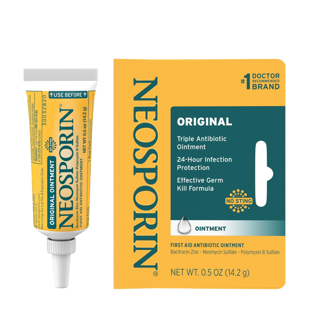 Neosporin Original First Aid Triple Antibiotic Ointment with Bacitracin Zinc for Infection Protection, Wound Care Treatment & Helps Minimize The Appearance of Scars for Minor Wounds, .5 oz - FENGGESTORE20