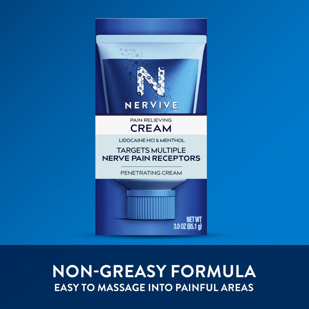 Nervive Pain Relieving Cream, Nervive Pain Relief, Max Strength Formula, Lidocaine Cream, Lidocaine Topical, Foot Pain, Leg Pain, Hand Pain Non-Greasy, 3.0z - FENGGESTORE20