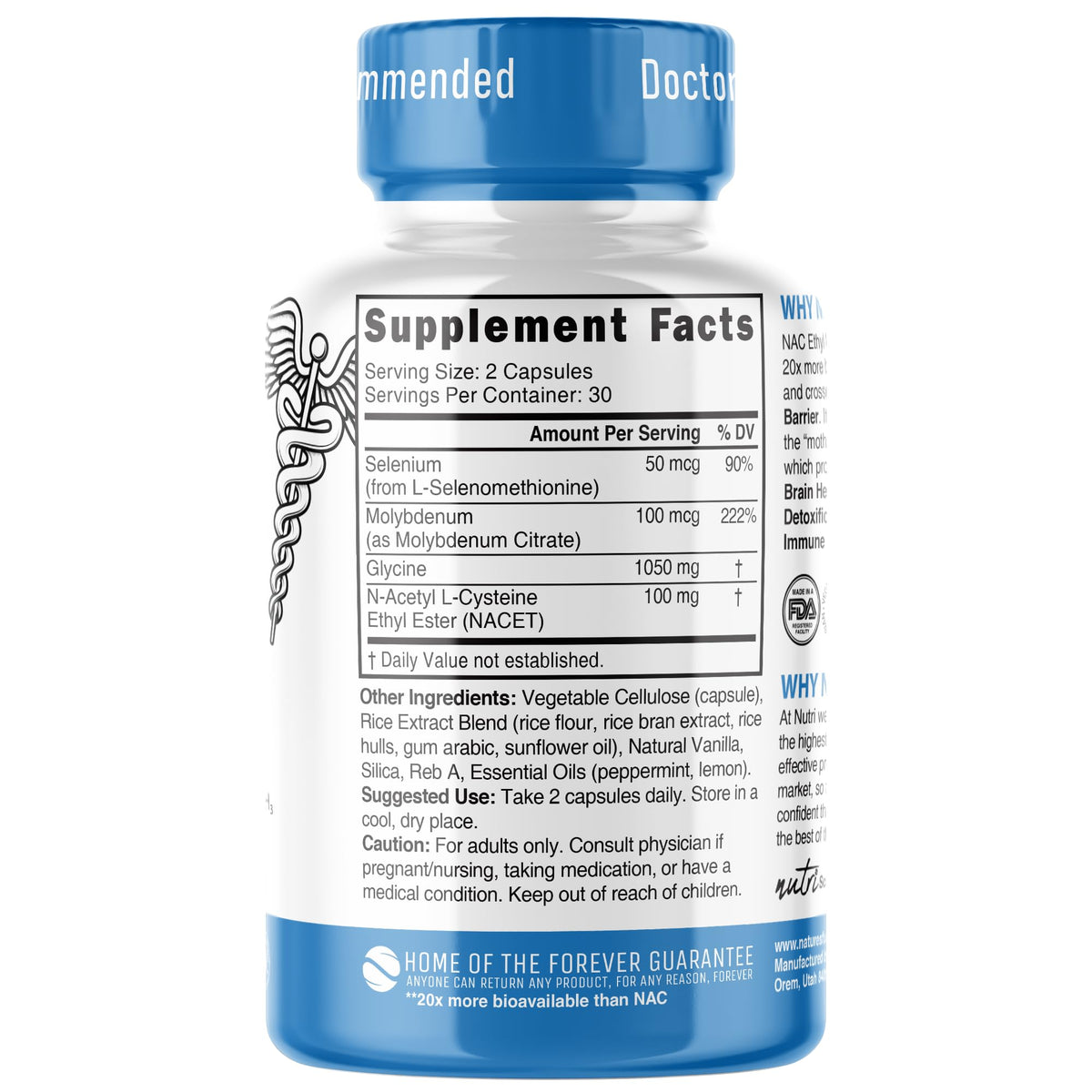 Neuro NAC Supplement N-Acetyl Cysteine Ethyl Ester - 20x More Bioavailable Than NAC 600 mg - Boost Glutathione 10x More Than Liposomal Glutathione - FENGGESTORE20