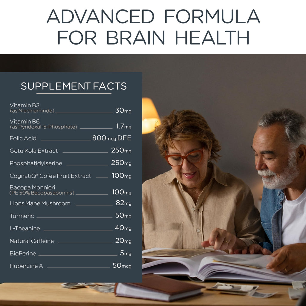 NEUROACT Brain Health Memory, Focus, Concentration, Mental Clarity with CognatiQ, Vitamin B3 & B6 | Manage Stress & Elevate Mood | Holistic Brain Health Formula, Sustained Energy & Well Being - FENGGESTORE20